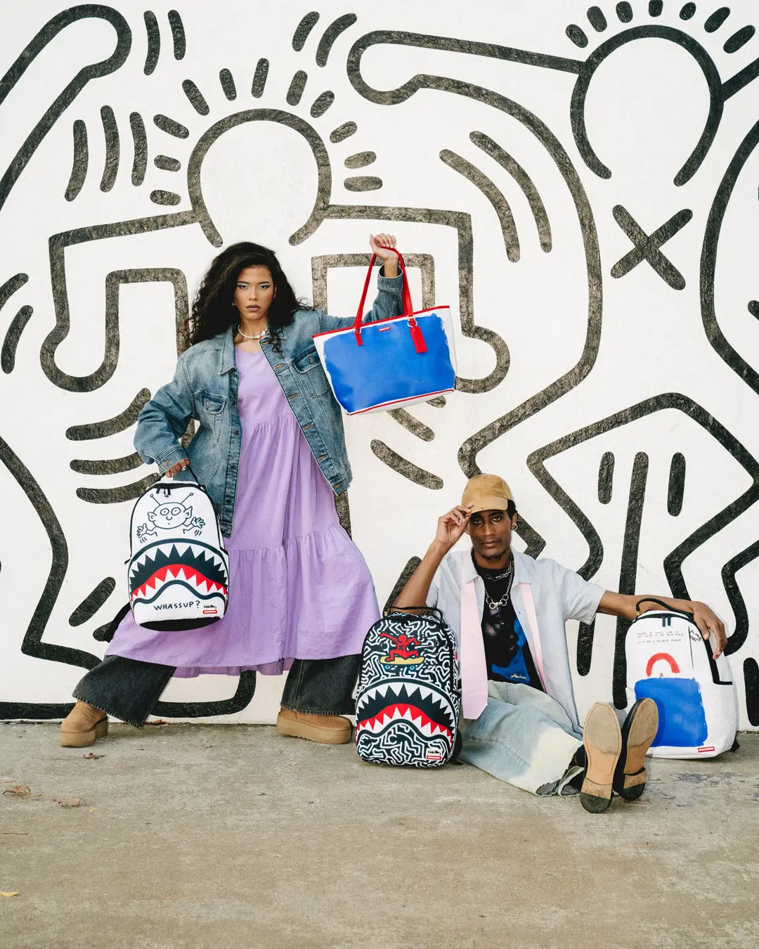 KEITH HARING BIG BLUE PURSE ART BACKPACK - Image 14