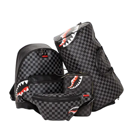 SHARKS IN PARIS (BLACK CHECKERED EDITION) TOILETRY AKA MONEY BAGS - Image 4